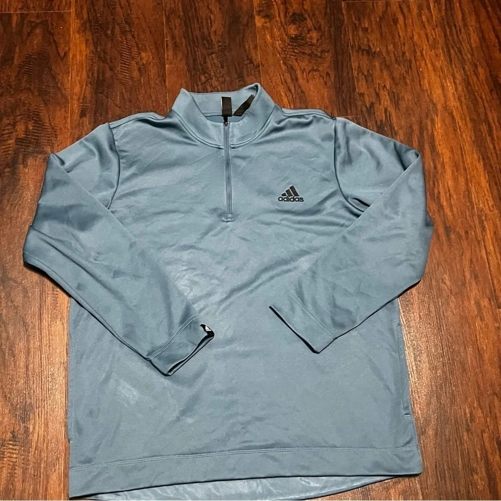 Adidas Aero Ready Light Blue Fleece lined quarter zip pullover Jacket XL Guc